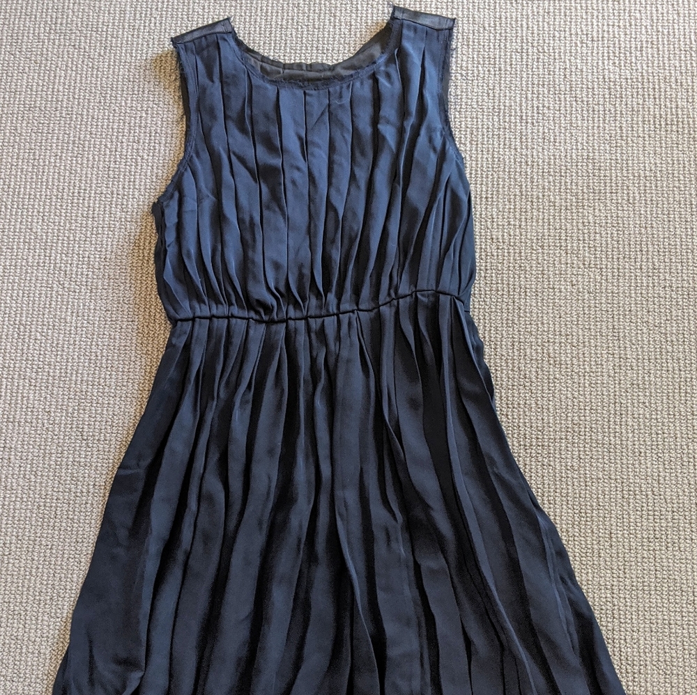 Rag & Bone Navy Silk Pleated Dress